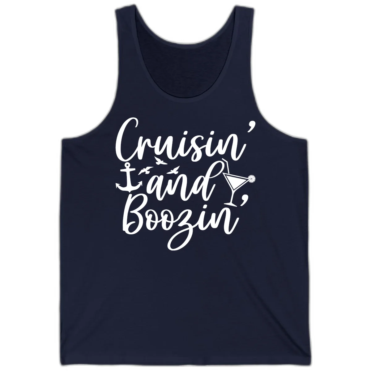 Cruisin' And Boozing Nautical Tank in Navy
