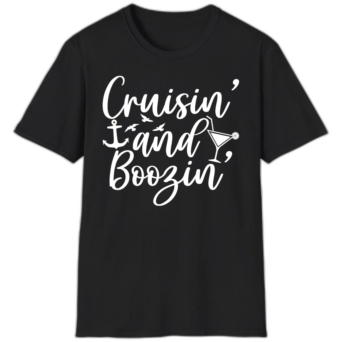 Cruisin' And Boozing Nautical T-Shirt in Black