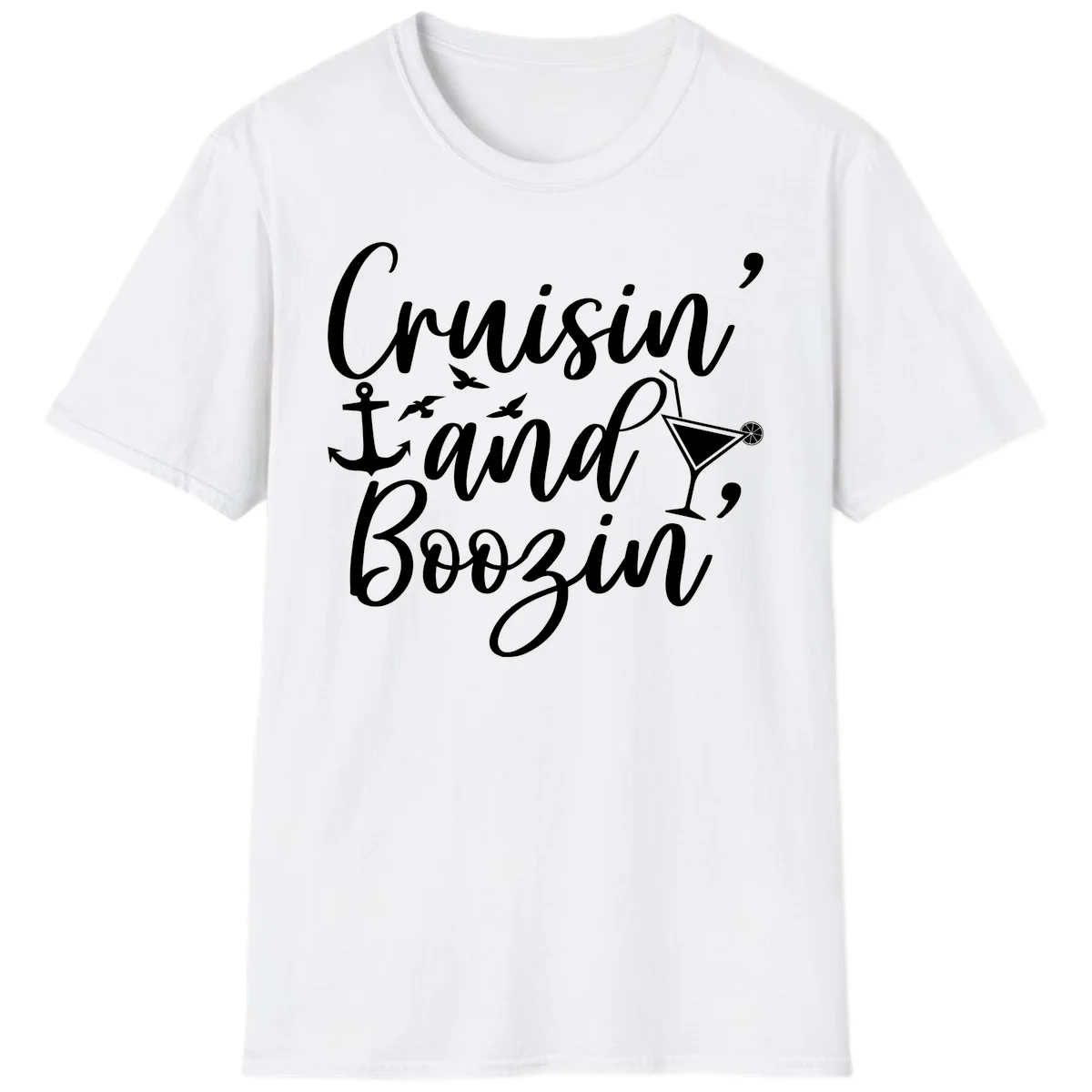 Cruisin' And Boozing Nautical T-Shirt in White