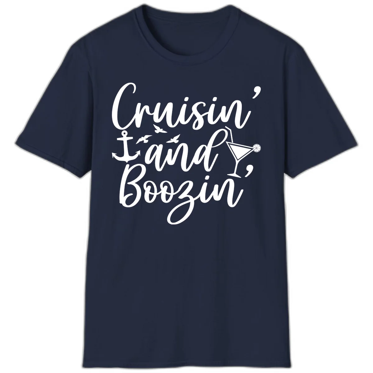 Cruisin' And Boozing Nautical T-Shirt in Navy