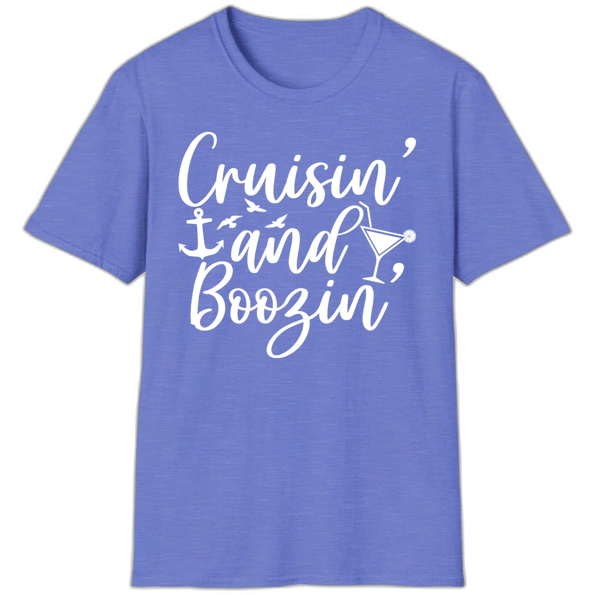 Cruisin' And Boozing Nautical T-Shirt in Heather Royal