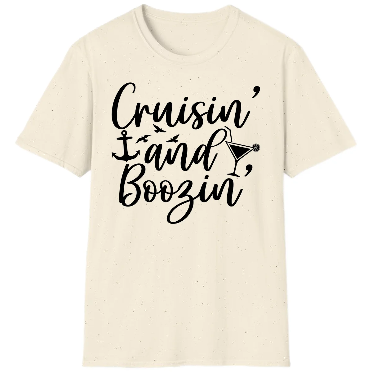Cruisin' And Boozing Nautical T-Shirt in Natural
