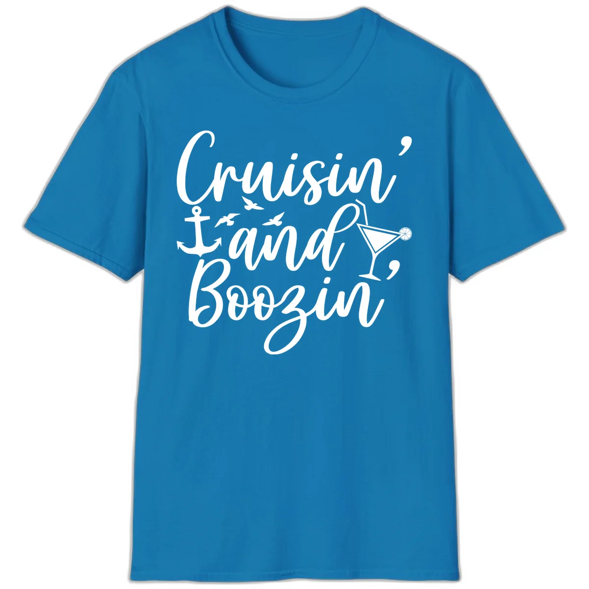 Cruisin' And Boozing Nautical T-Shirt in Sapphire
