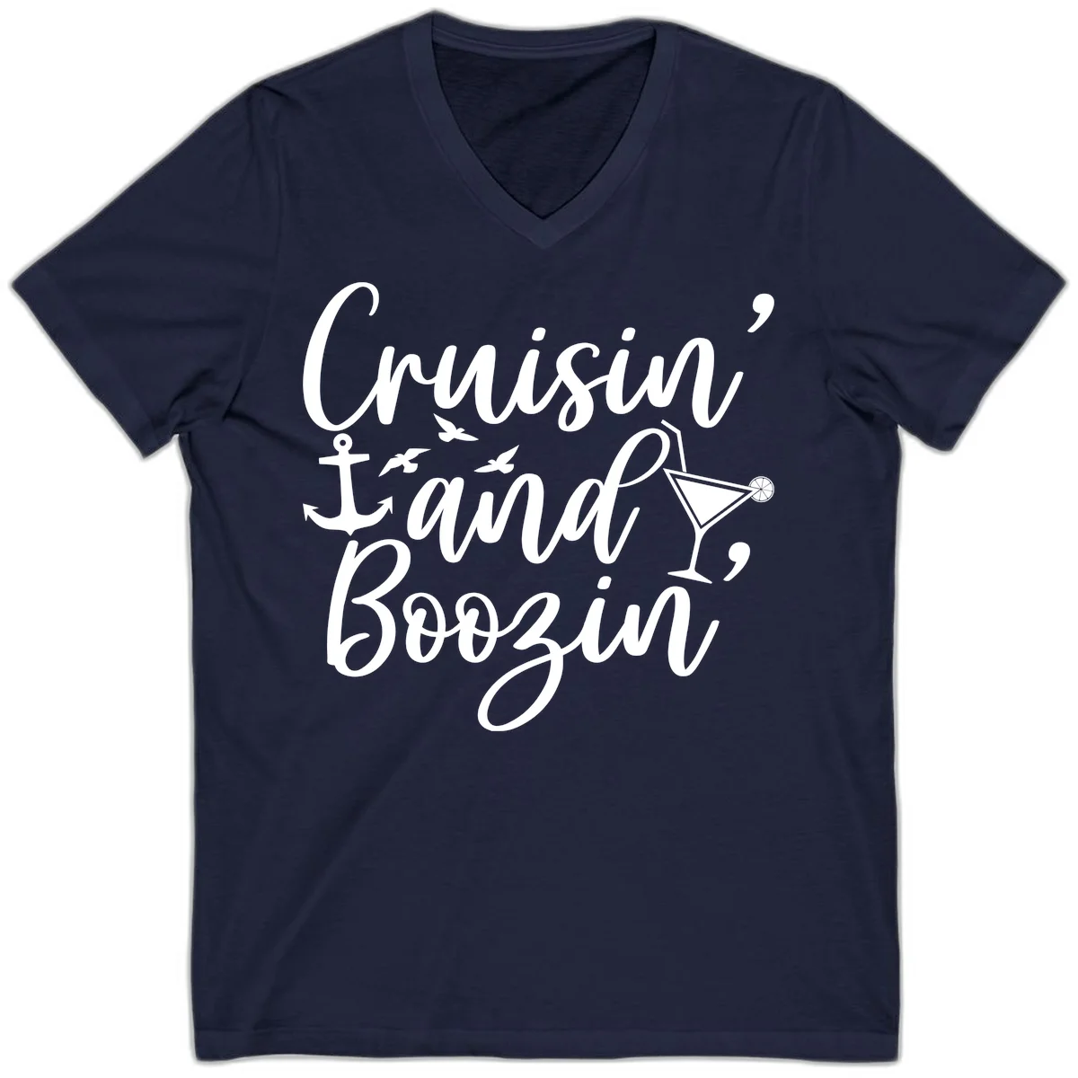 Cruisin' And Boozing Nautical V-Neck in Navy