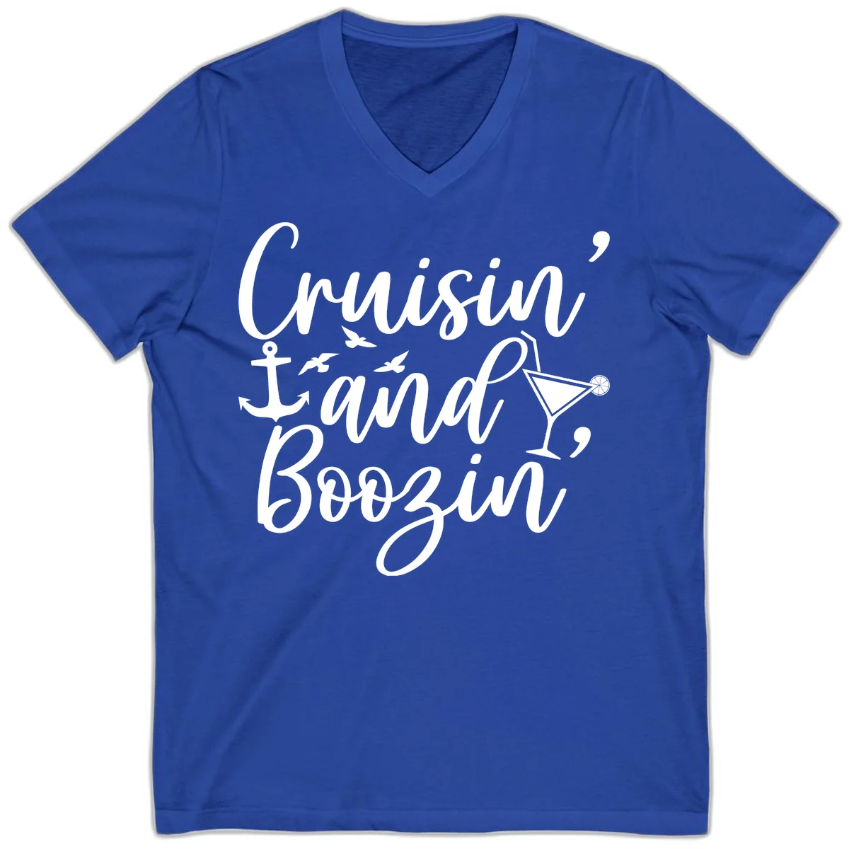 Cruisin' And Boozing Nautical V-Neck in True Royal