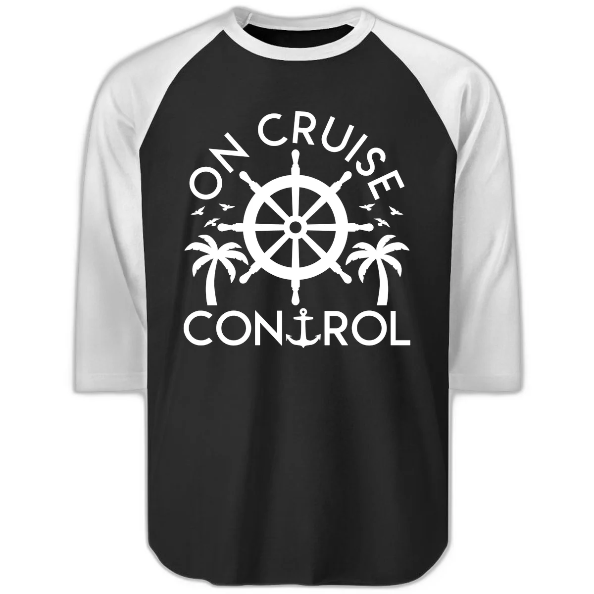 On Cruise Control Raglan 3/4 Sleeve Tee in Black White