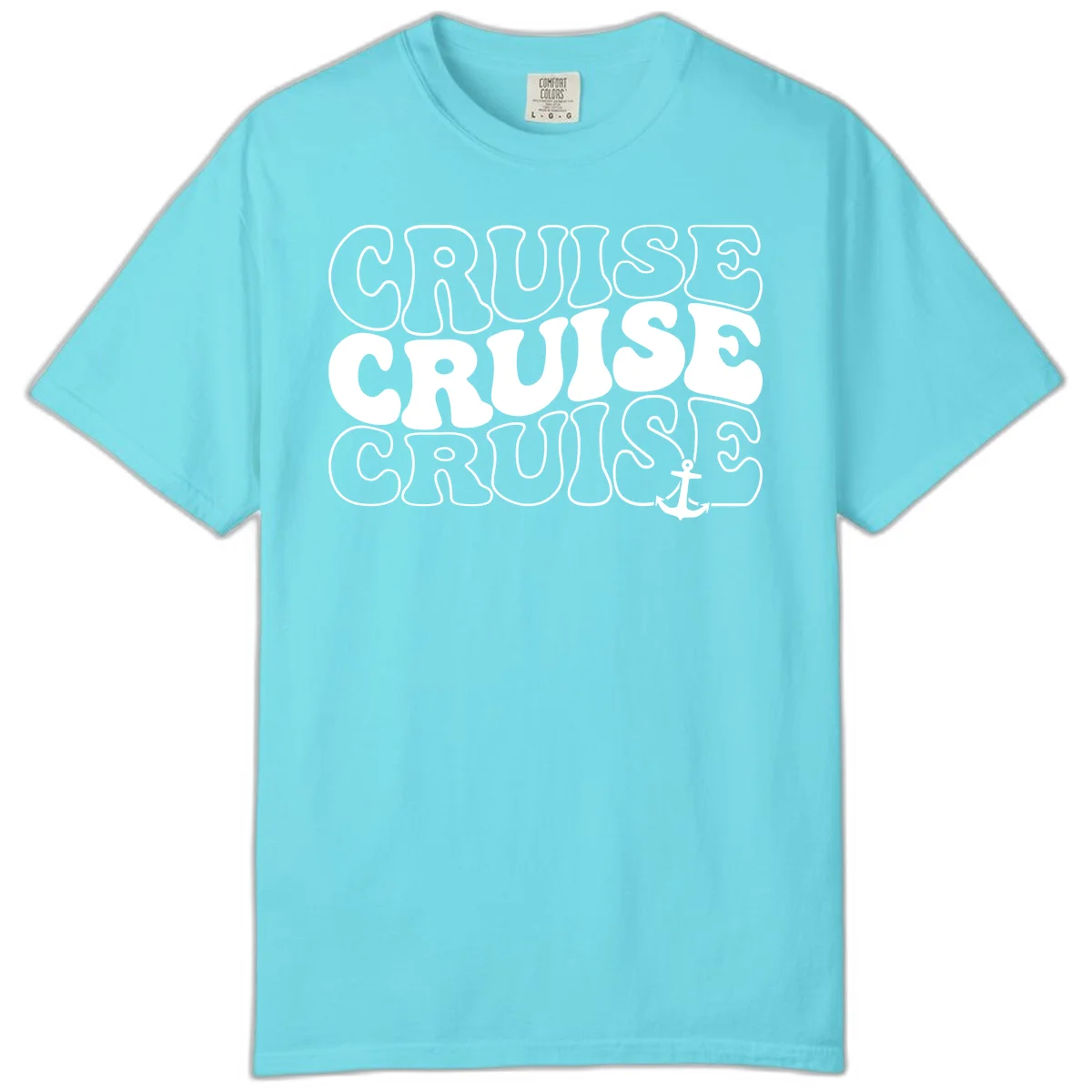 Cruise Cruise Cruise Anchor Design Comfort Color in Lagoon Blue
