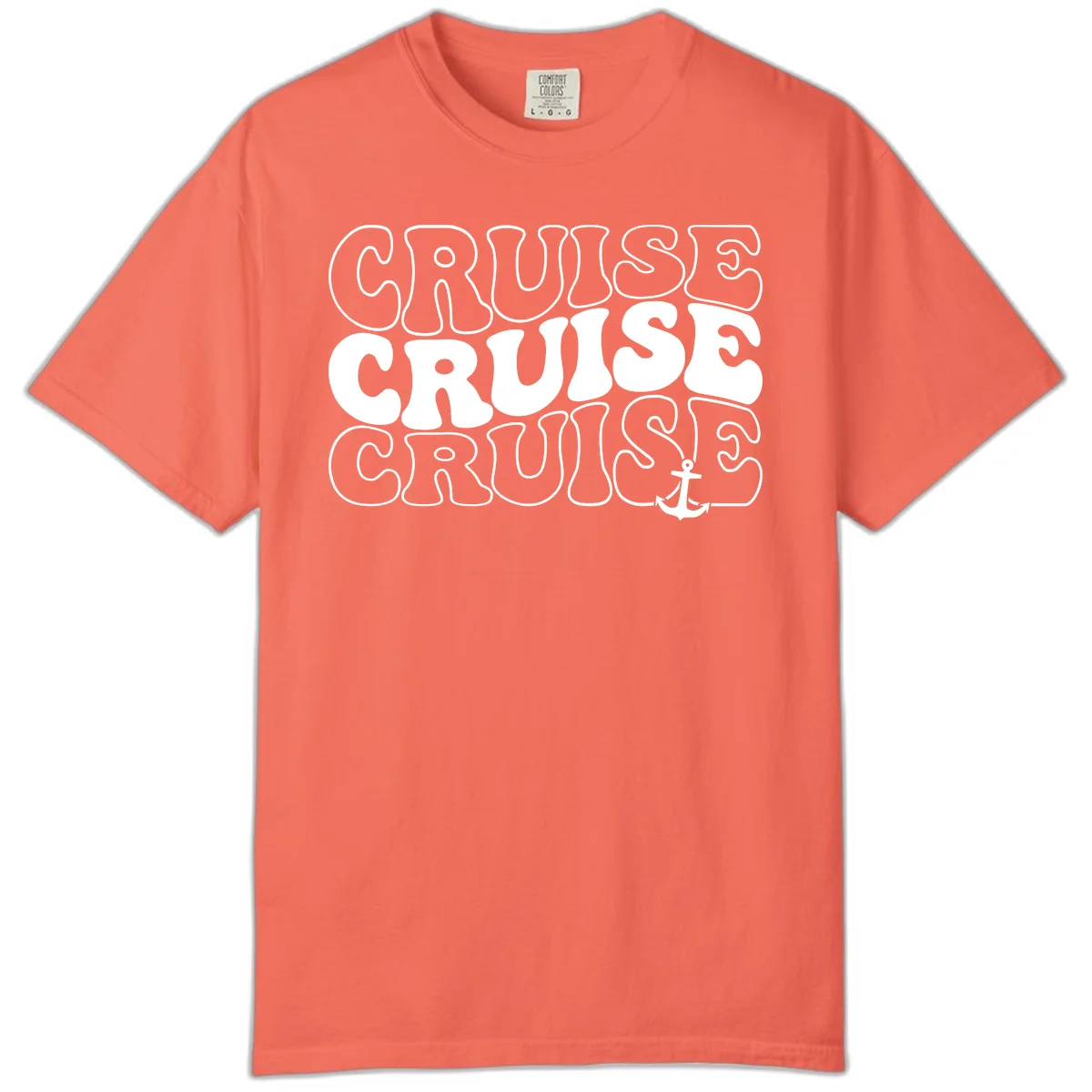 Cruise Cruise Cruise Anchor Design Comfort Color in Bright Salmon
