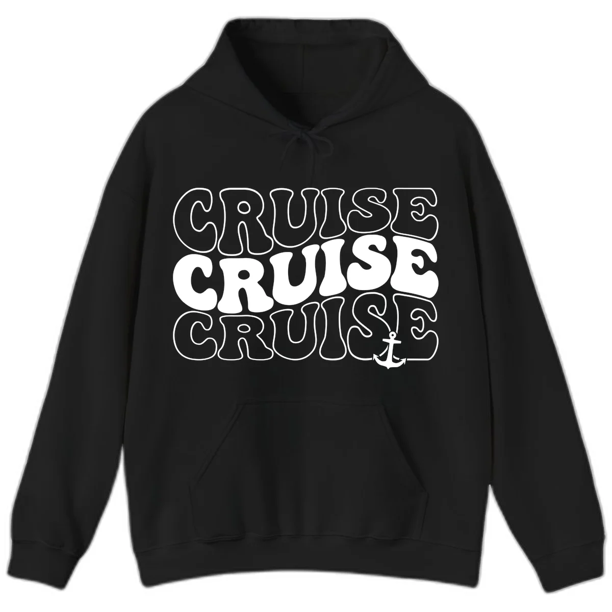 Cruise Cruise Cruise Anchor Design Hoodie in Black