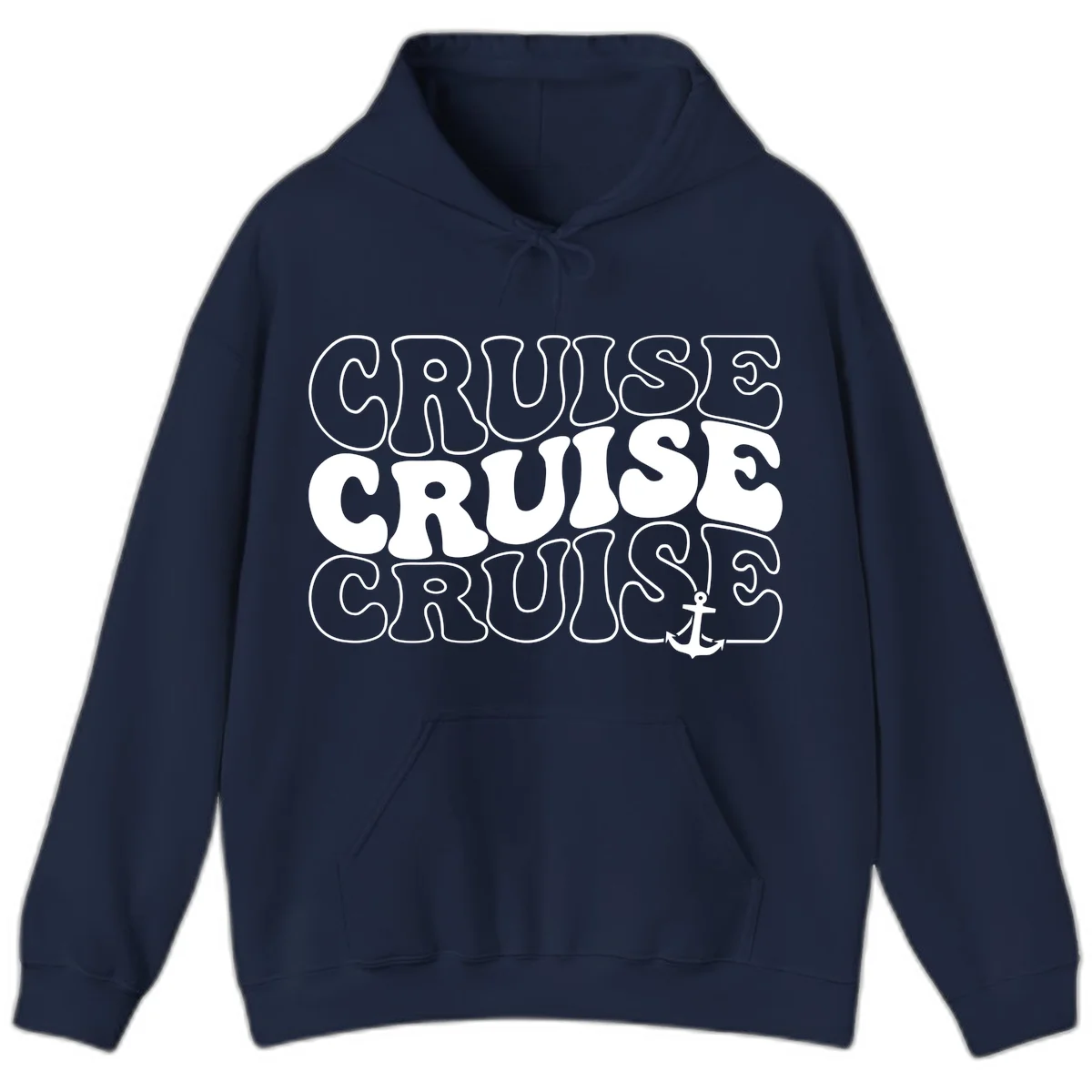 Cruise Cruise Cruise Anchor Design Hoodie in Navy