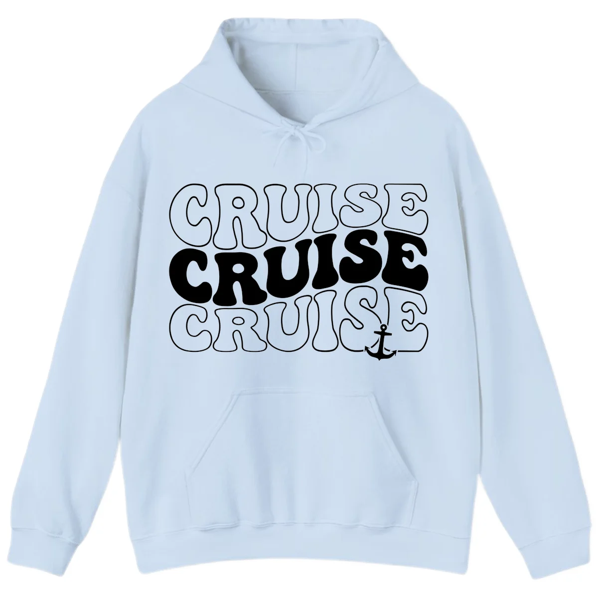 Cruise Cruise Cruise Anchor Design Hoodie in Light Blue