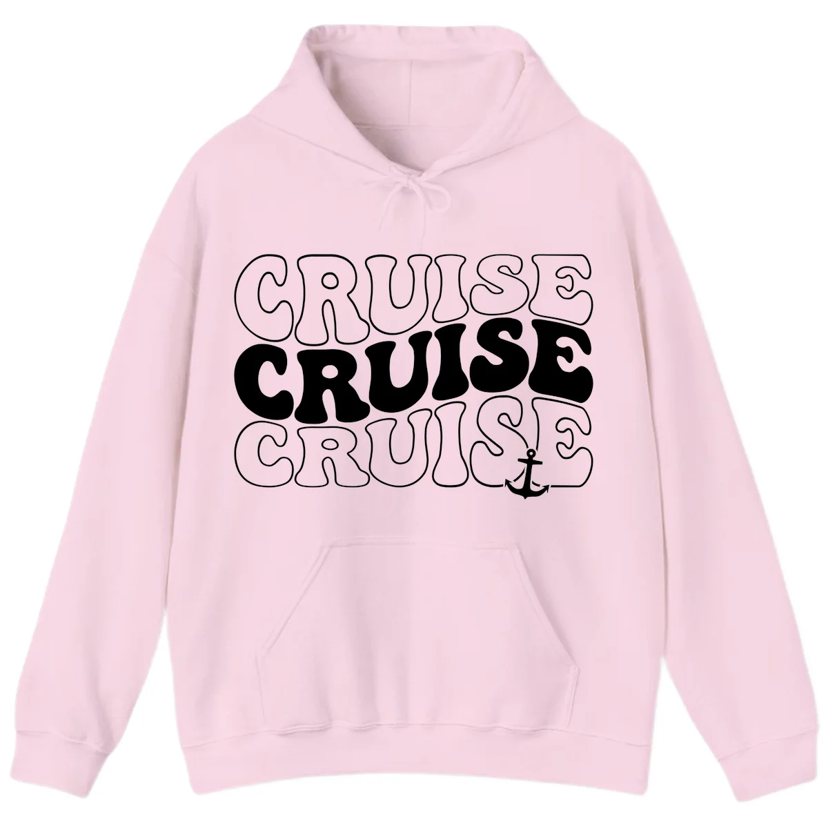 Cruise Cruise Cruise Anchor Design Hoodie in Light Pink