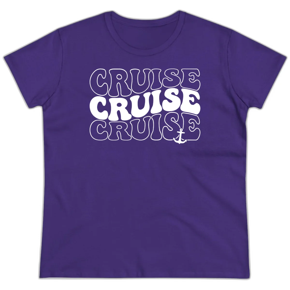 Cruise Cruise Cruise Anchor Design Ladies Tee in Purple