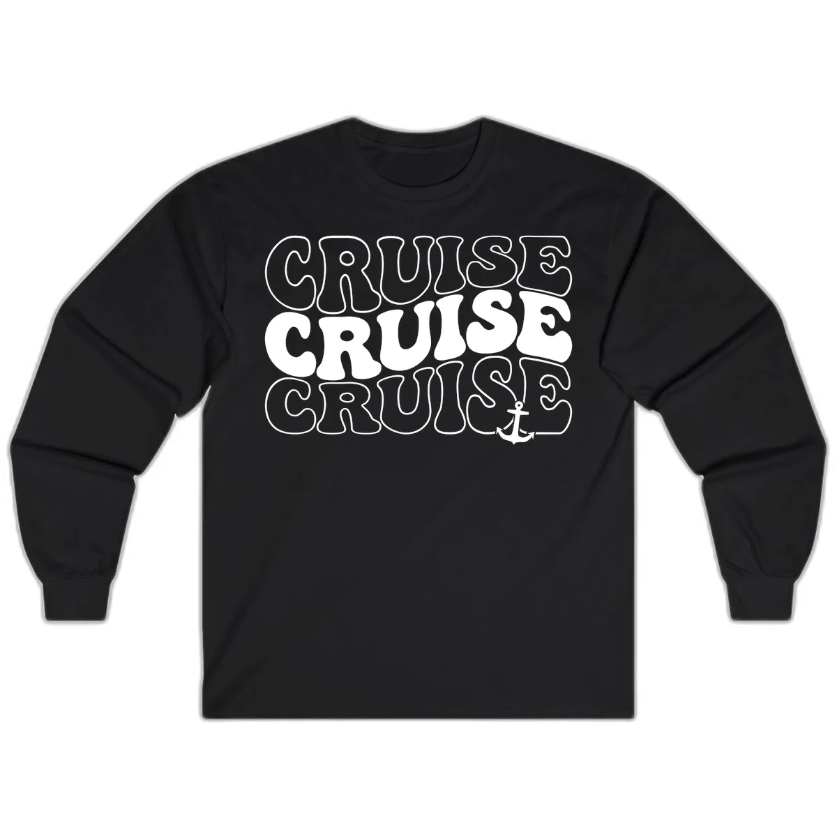 Cruise Cruise Cruise Anchor Design Long Sleeve in Black