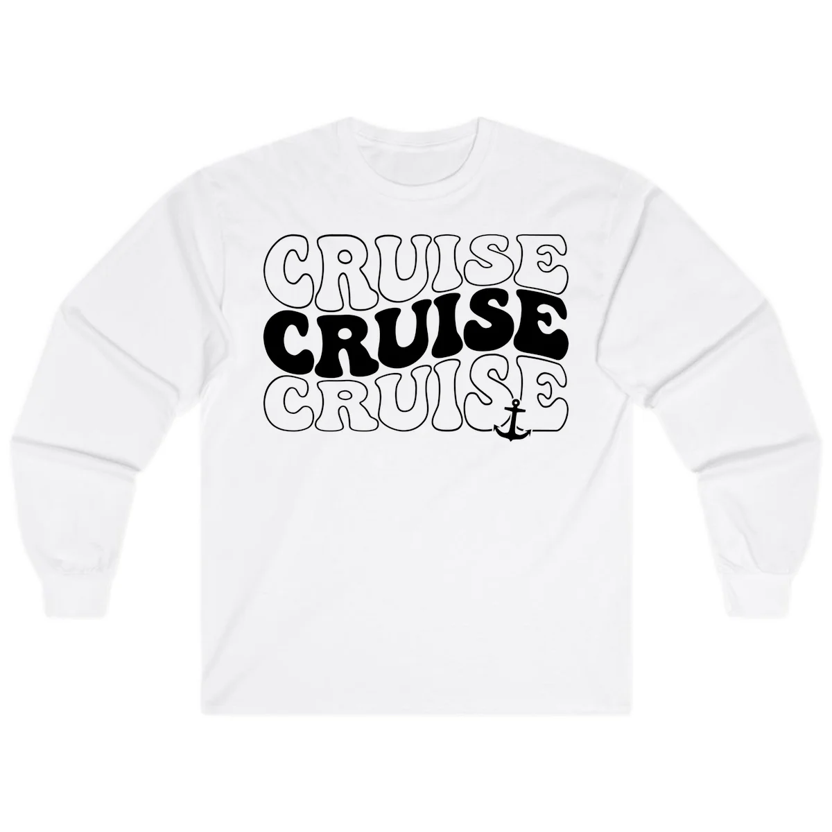 Cruise Cruise Cruise Anchor Design Long Sleeve in White
