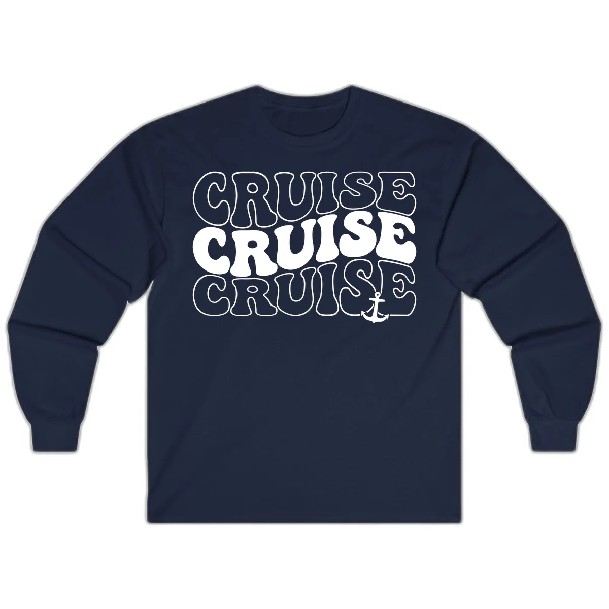 Cruise Cruise Cruise Anchor Design Long Sleeve in Navy