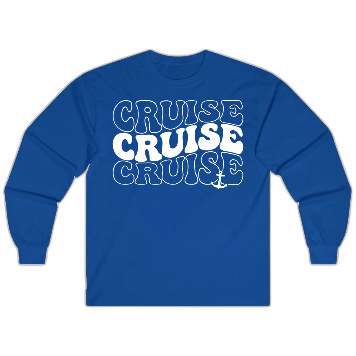 Cruise Cruise Cruise Anchor Design Long Sleeve in Royal