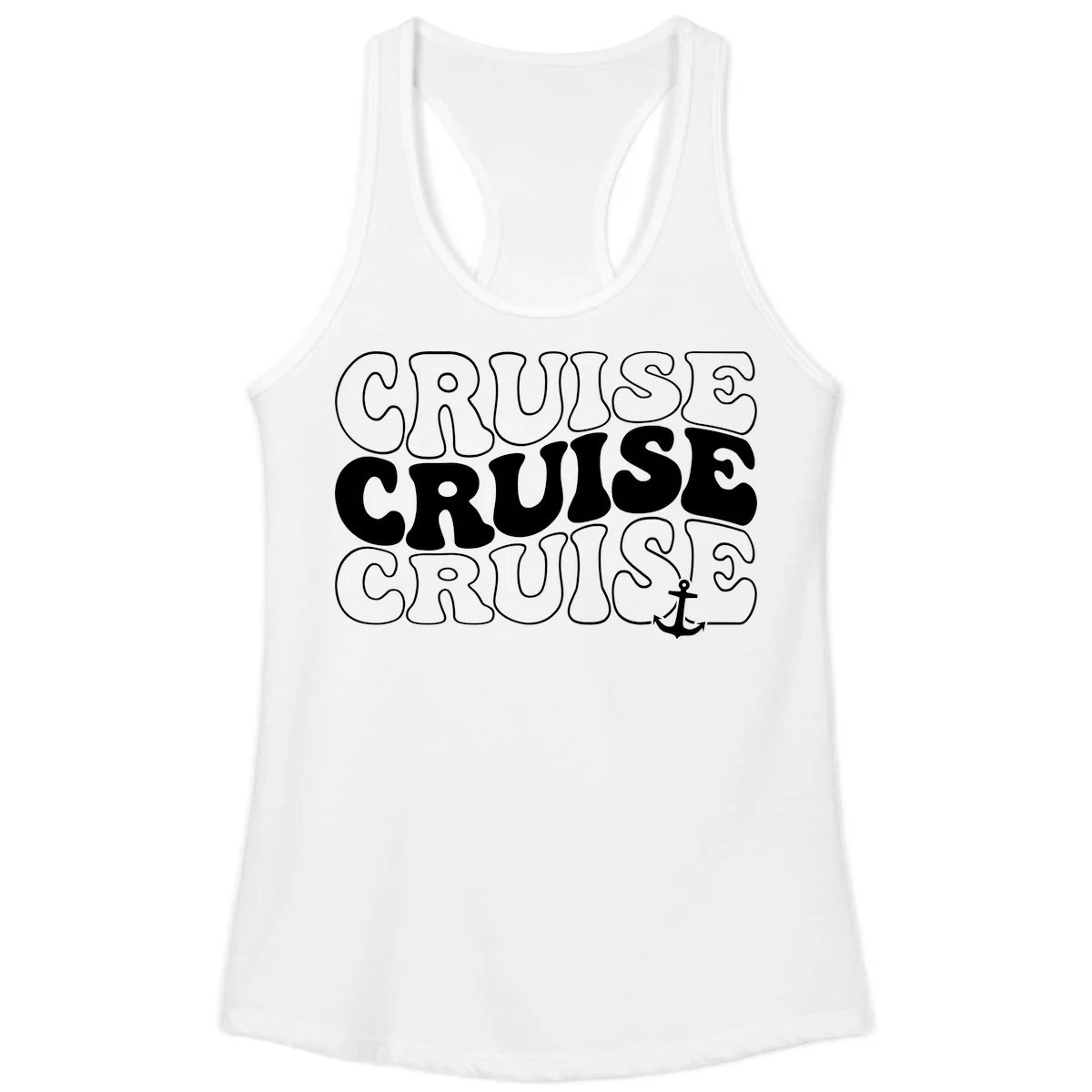 Cruise Cruise Cruise Anchor Design Ladies Tank in White