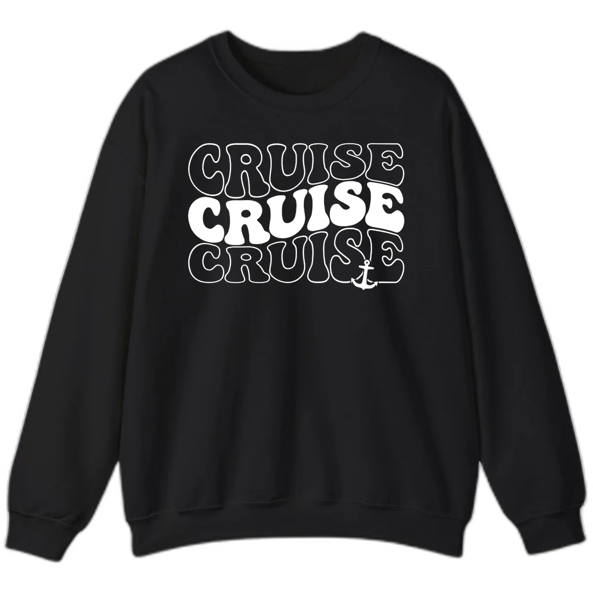 Cruise Cruise Cruise Anchor Design Sweatshirt in Black