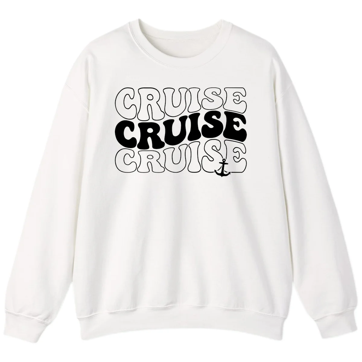 Cruise Cruise Cruise Anchor Design Sweatshirt in White