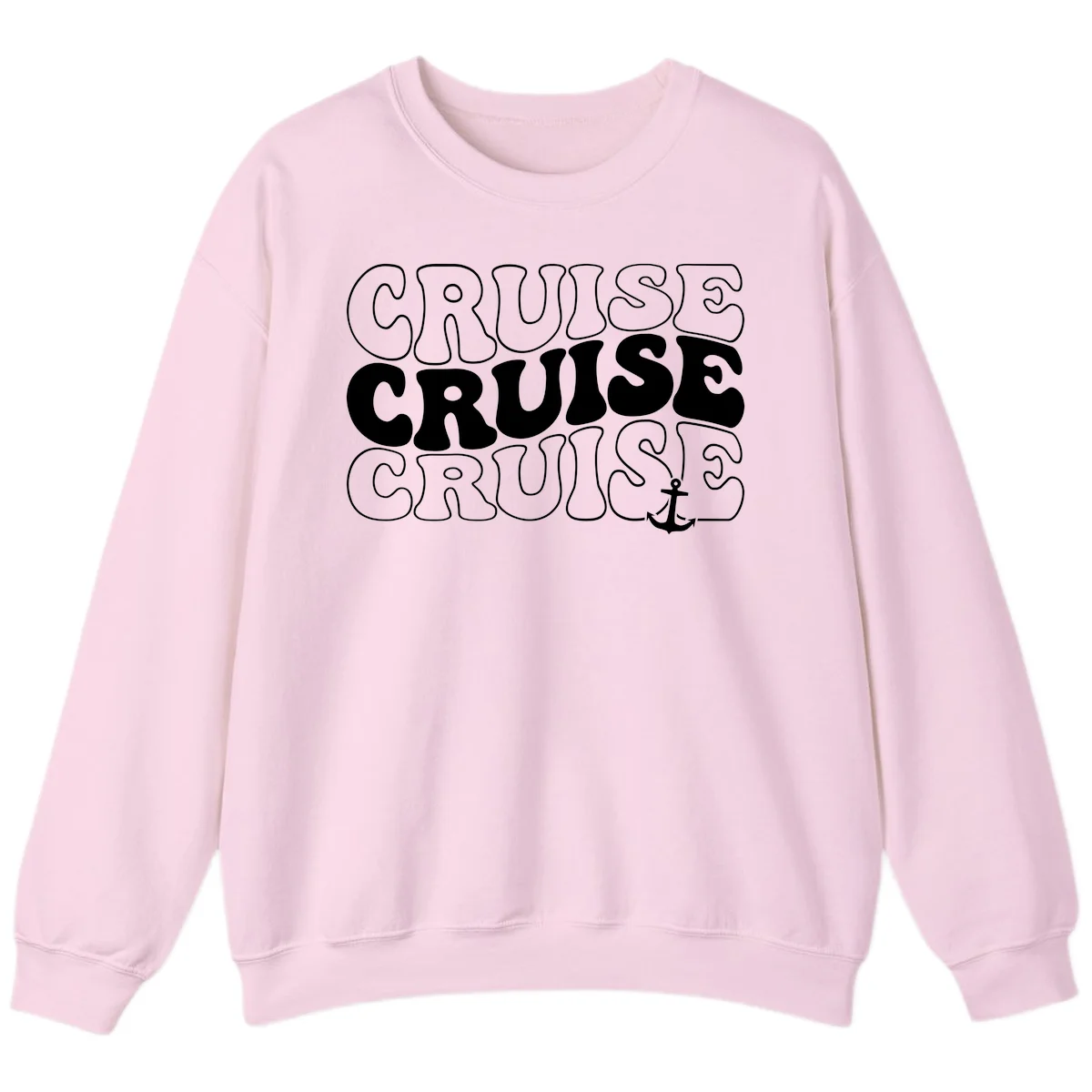 Cruise Cruise Cruise Anchor Design Sweatshirt in Light Pink