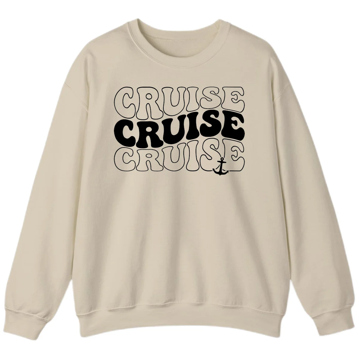 Cruise Cruise Cruise Anchor Design Sweatshirt in Sand