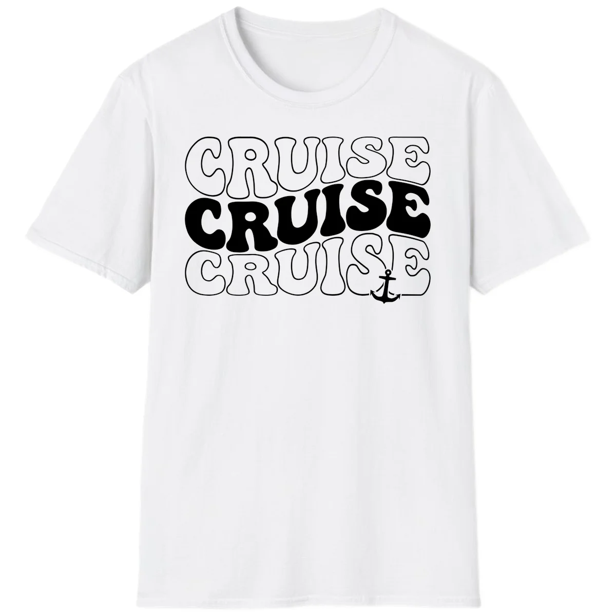 Cruise Cruise Cruise Anchor Design T-Shirt in White