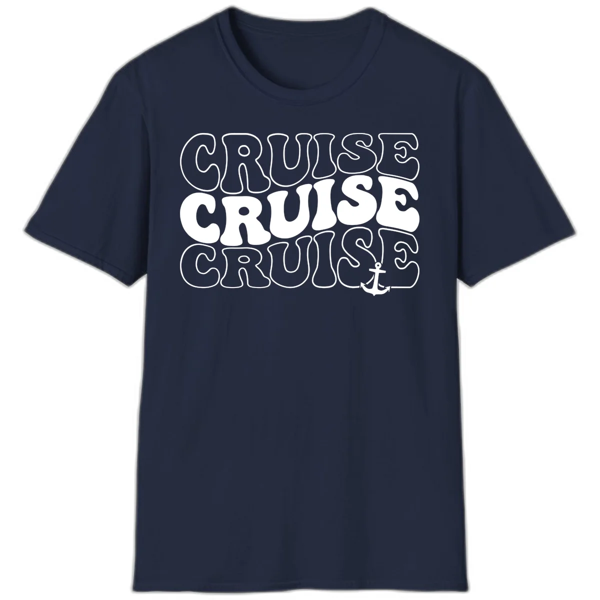 Cruise Cruise Cruise Anchor Design T-Shirt in Navy