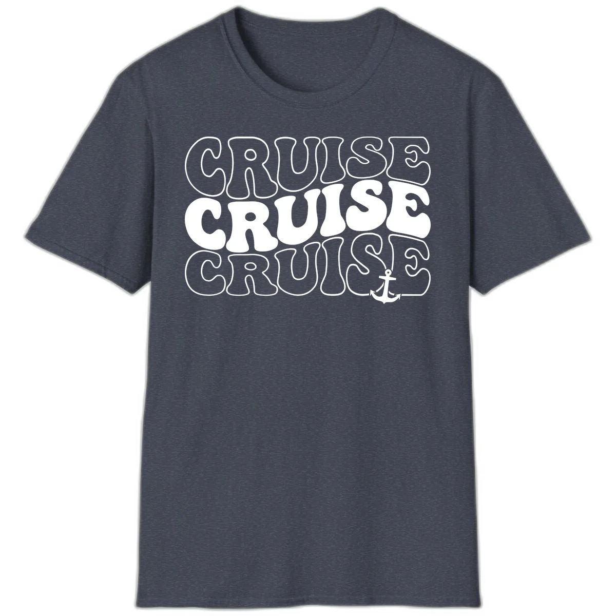 Cruise Cruise Cruise Anchor Design T-Shirt in Heather Navy