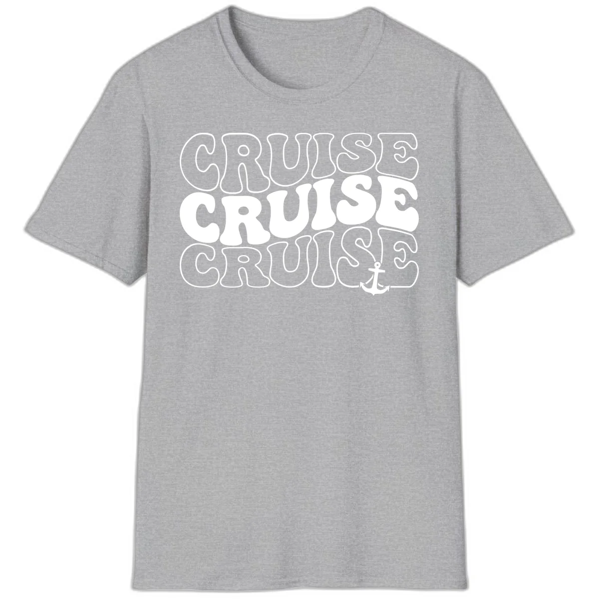 Cruise Cruise Cruise Anchor Design T-Shirt in Sport Grey