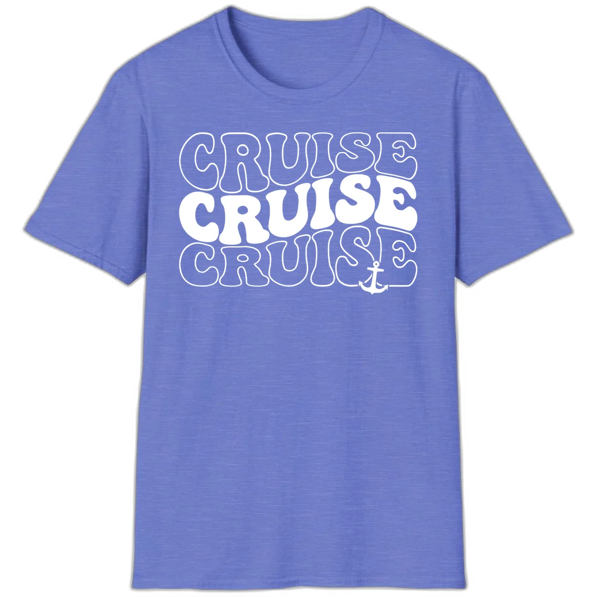 Cruise Cruise Cruise Anchor Design T-Shirt in Heather Royal