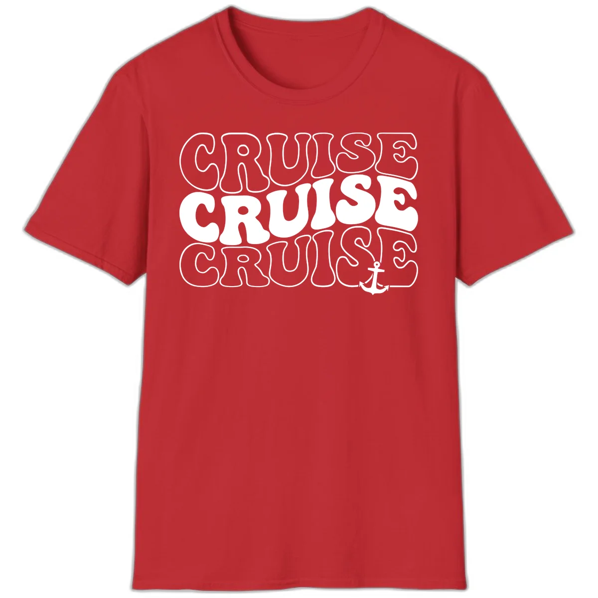 Cruise Cruise Cruise Anchor Design T-Shirt in Red