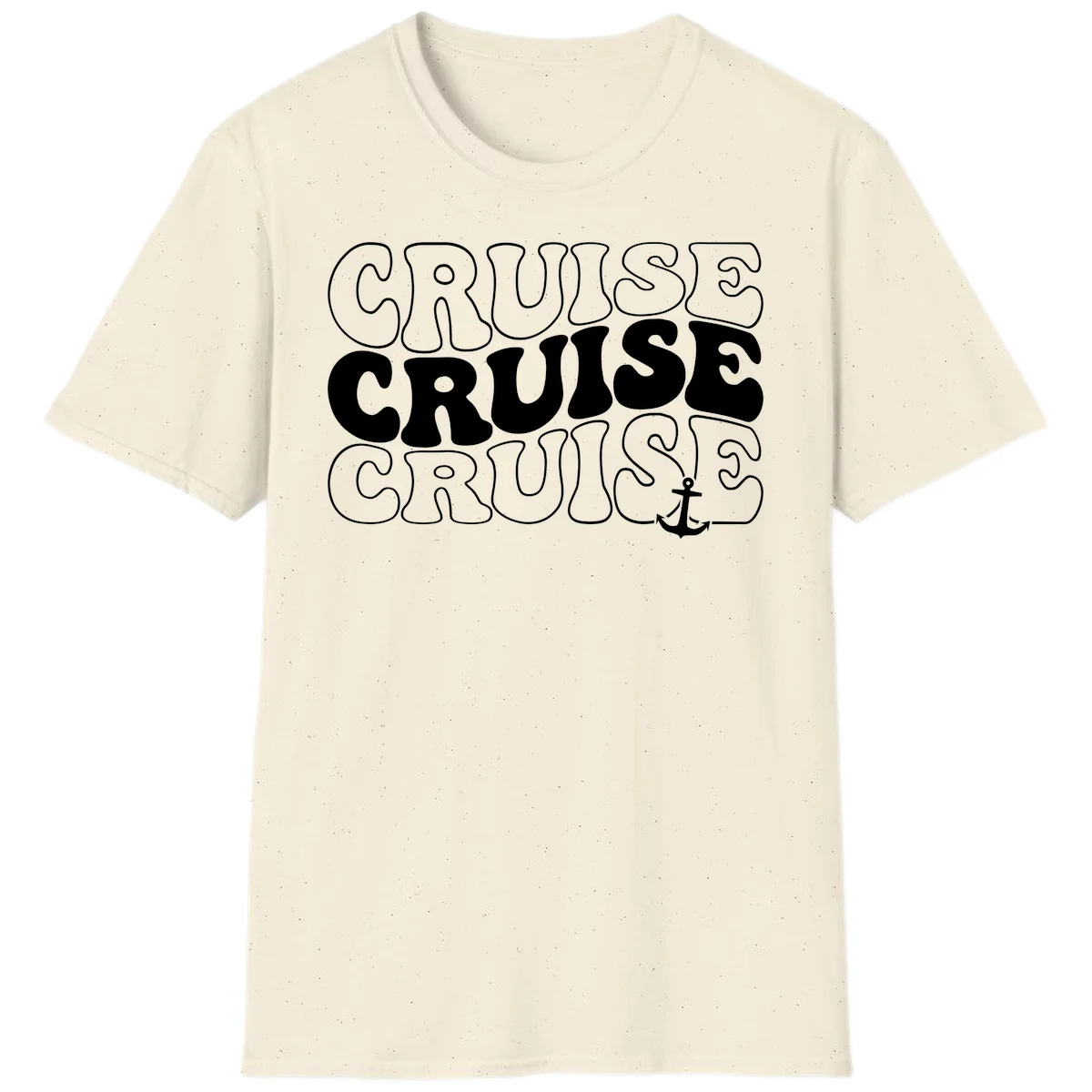Cruise Cruise Cruise Anchor Design T-Shirt in Natural