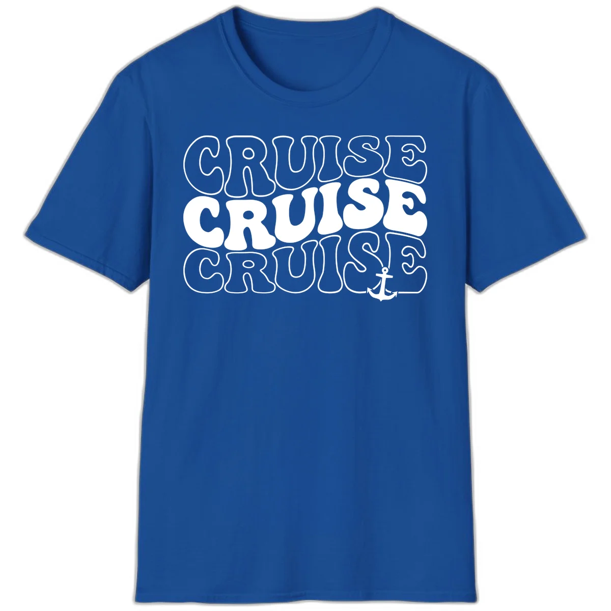 Cruise Cruise Cruise Anchor Design T-Shirt in Royal