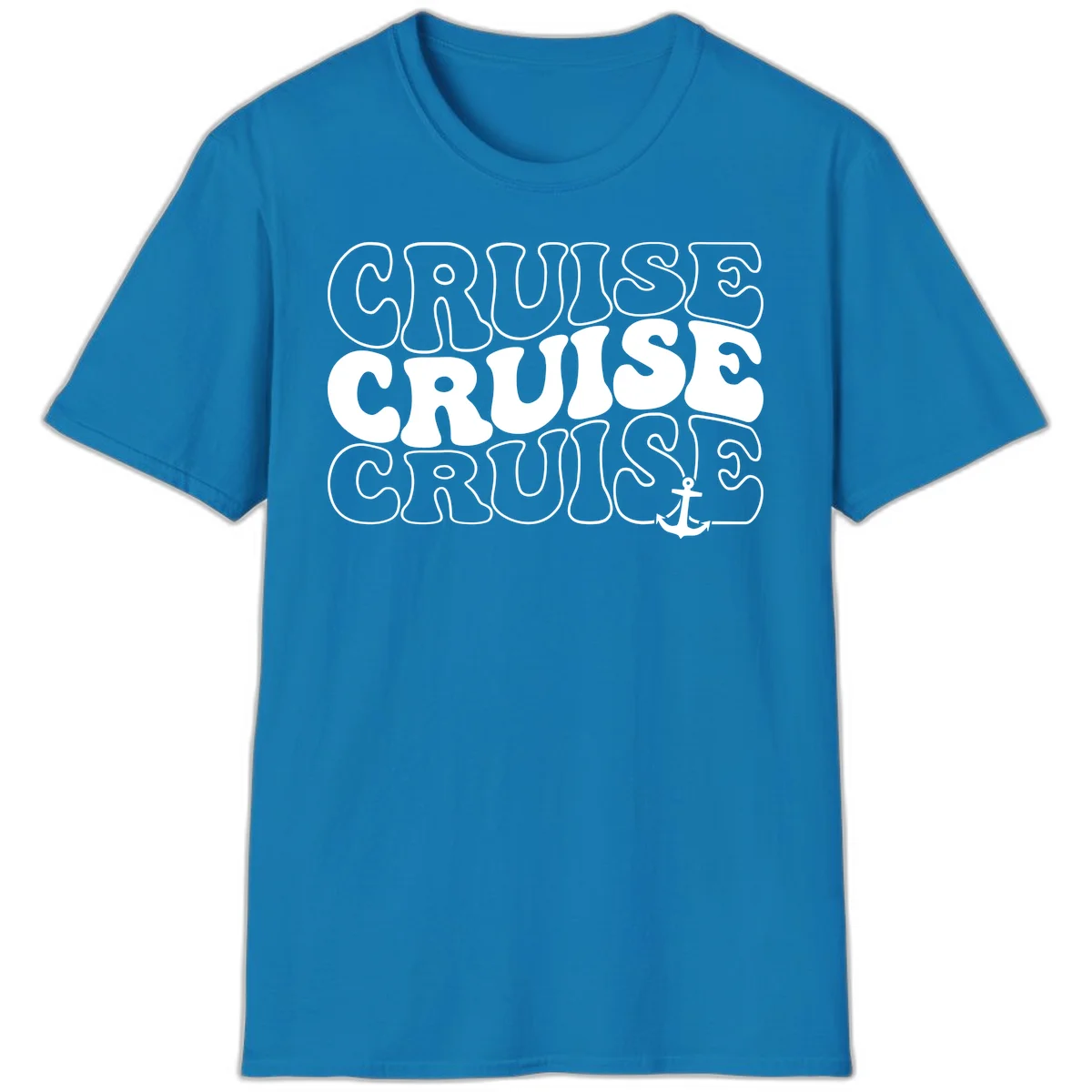 Cruise Cruise Cruise Anchor Design T-Shirt in Sapphire