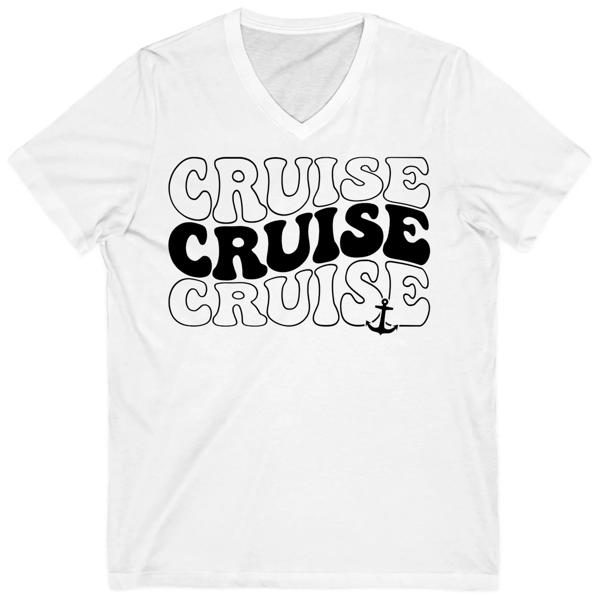 Cruise Cruise Cruise Anchor Design V-Neck in White