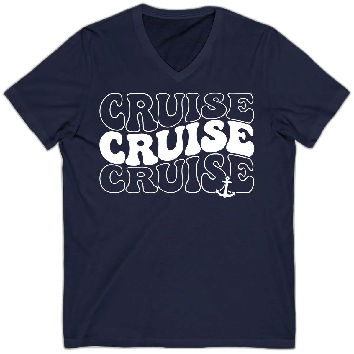 Cruise Cruise Cruise Anchor Design V-Neck in Navy