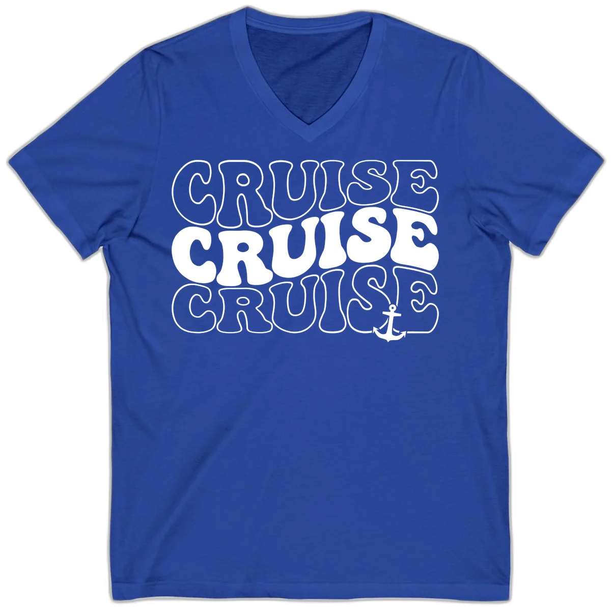 Cruise Cruise Cruise Anchor Design V-Neck in True Royal