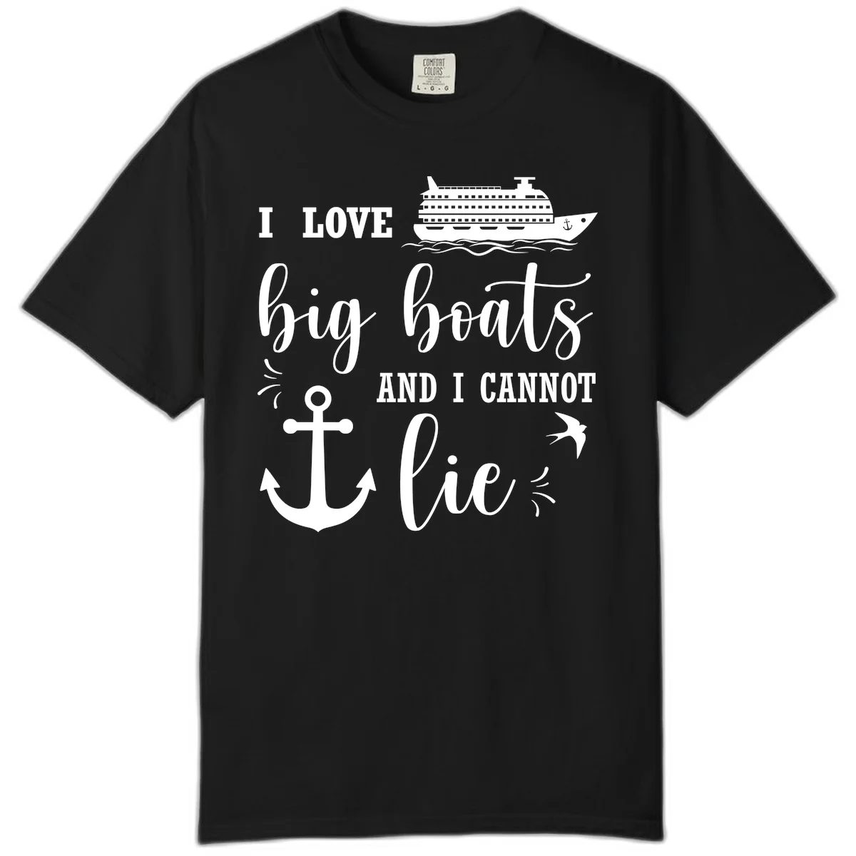 Big Boats And I Cannot Lie Comfort Color in Black