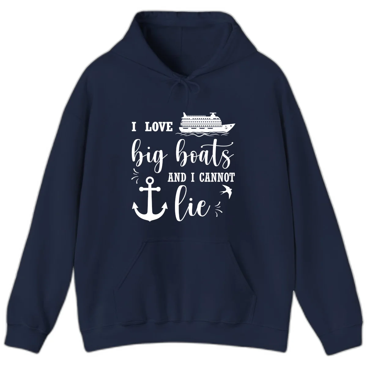 Big Boats And I Cannot Lie Hoodie in Navy
