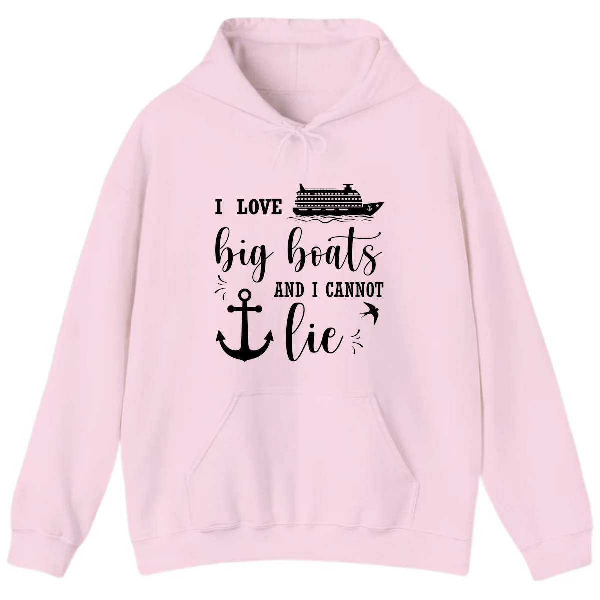 Big Boats And I Cannot Lie Hoodie in Light Pink