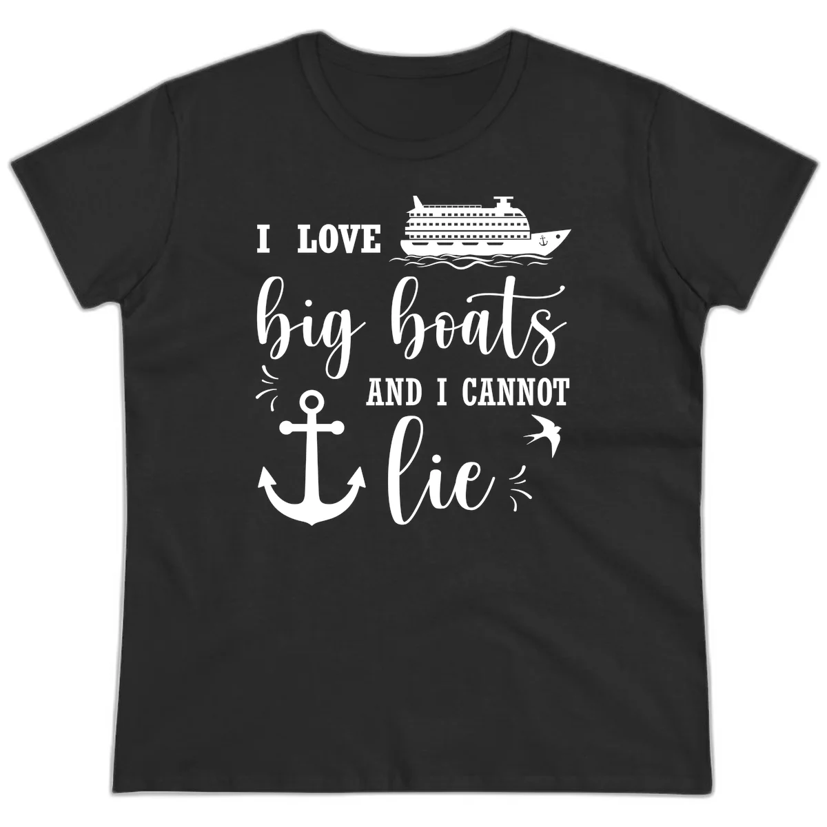 Big Boats And I Cannot Lie Ladies Tee in Black