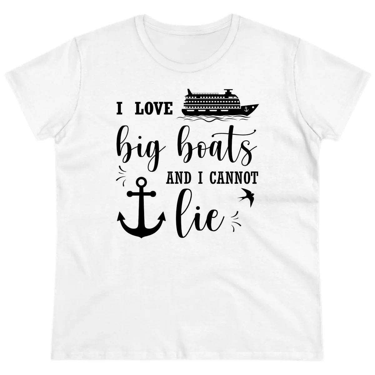 Big Boats And I Cannot Lie Ladies Tee in White