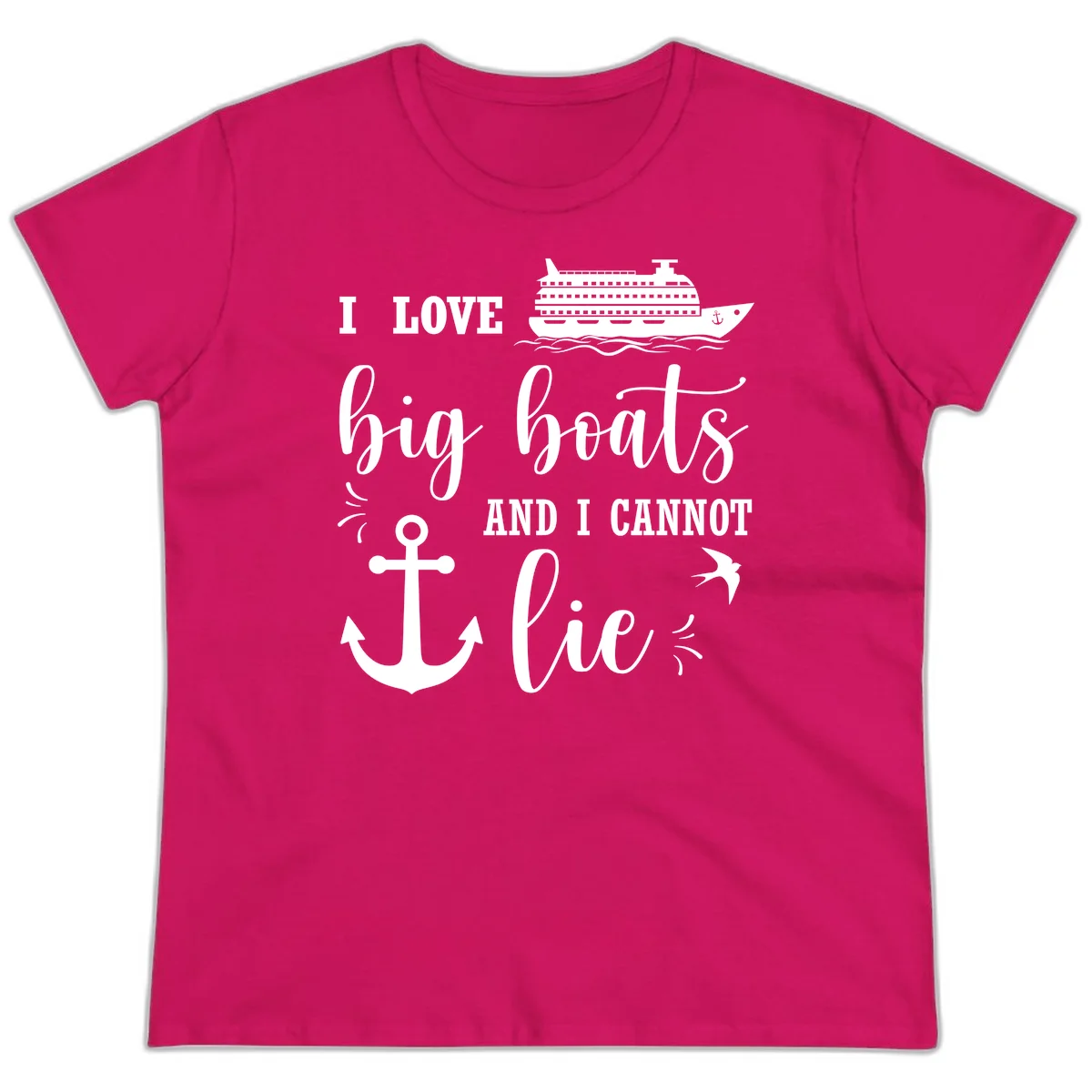 Big Boats And I Cannot Lie Ladies Tee in Heliconia