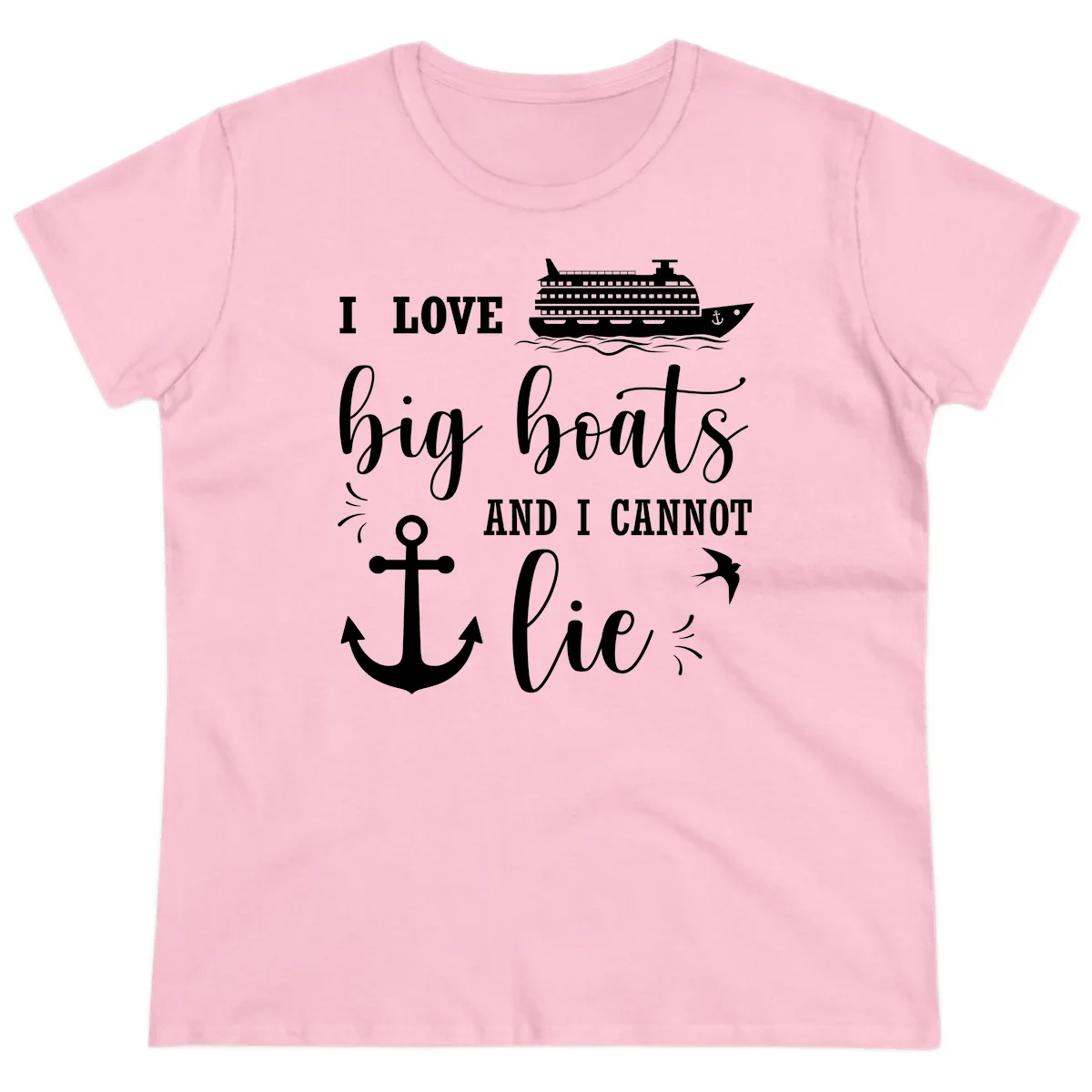 Big Boats And I Cannot Lie Ladies Tee in Light Pink