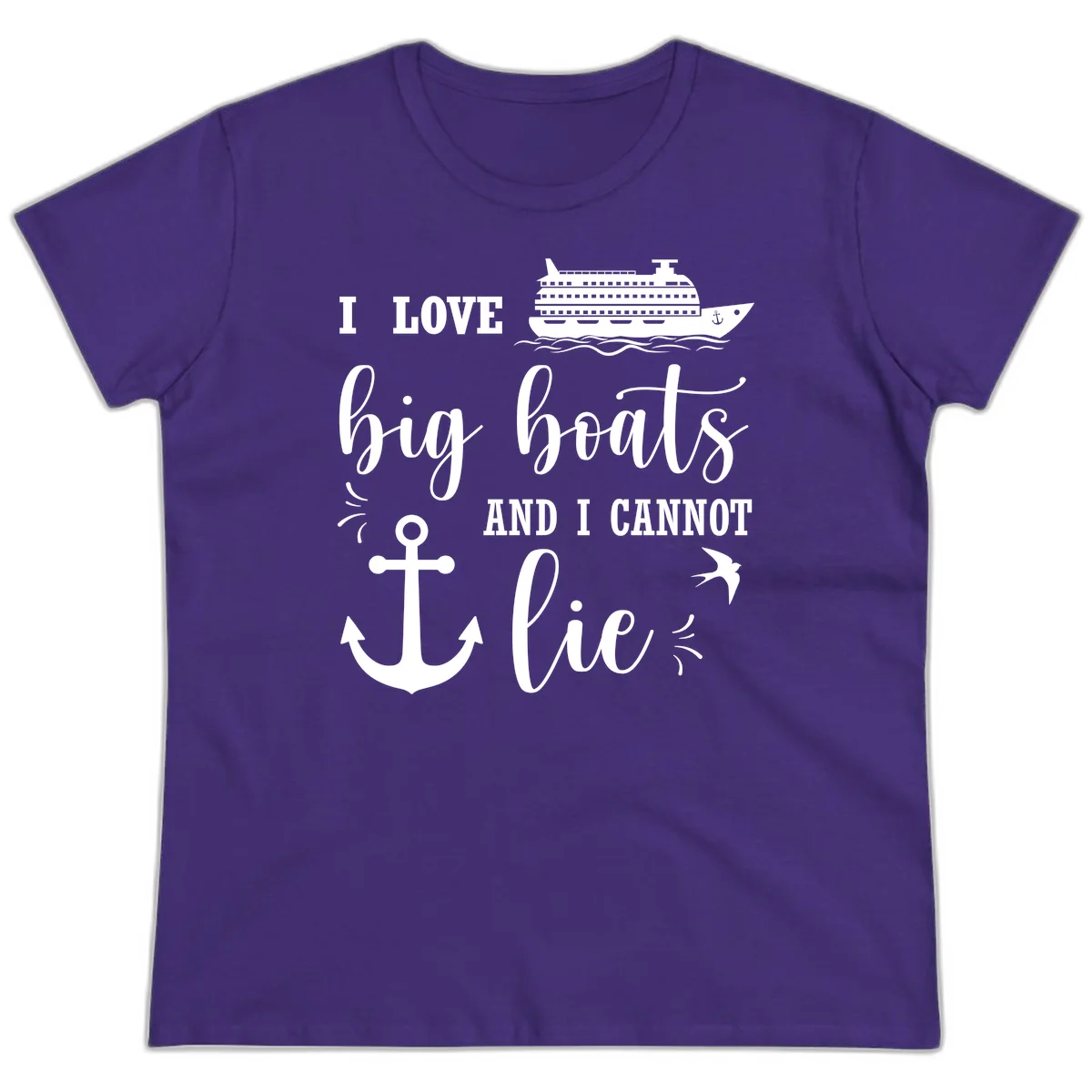 Big Boats And I Cannot Lie Ladies Tee in Purple