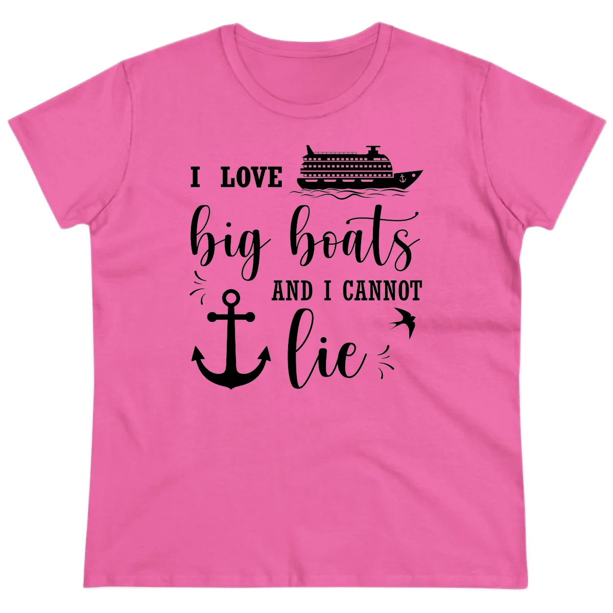 Big Boats And I Cannot Lie Ladies Tee in Azalea