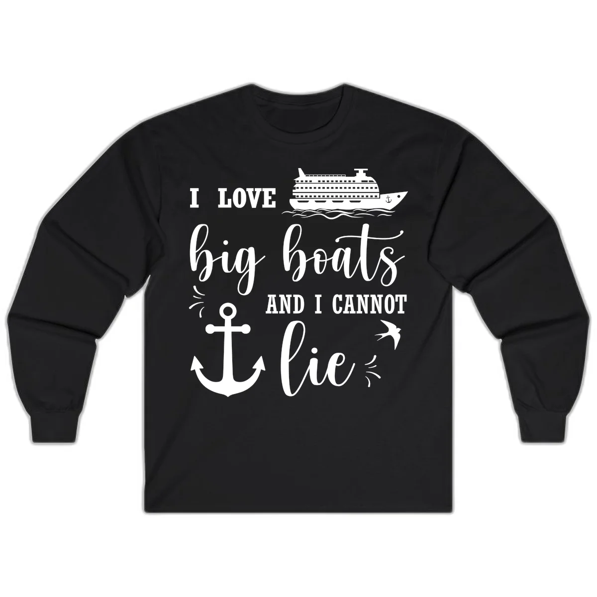 Big Boats And I Cannot Lie Long Sleeve in Black