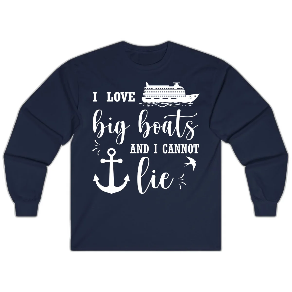 Big Boats And I Cannot Lie Long Sleeve in Navy