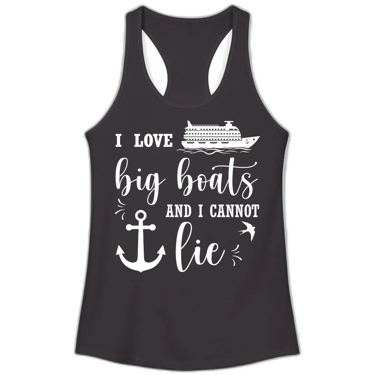 Big Boats And I Cannot Lie Ladies Tank in Black